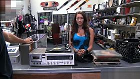 Busty babe pounded by nasty pawn keeper at the pawnshop