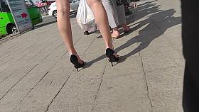 Playgirl in high heels butt muff up petticoat
