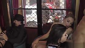 Spanish sluts group banging in public bar