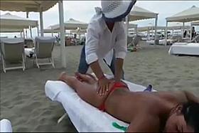 Voyeur Beach Massage Hot Sexy Asses