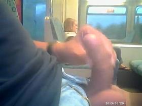 Publicly masturbating to a cutie on the train