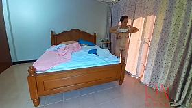 Nudist Housekeeper Makes The Bedding In The Bedroom. Naked Maid. Naked Housewife. 2 With Regina Noir