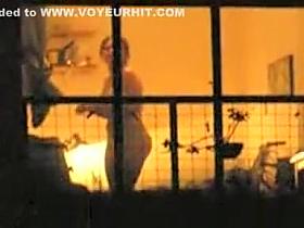 woman peeked through window