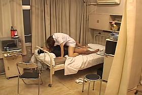 Big sticky cumshot on a big butt of Japanese naughty nurse