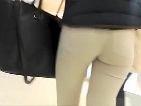 Nice ass in tight white jeans pants