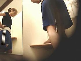 Girl stealthily spied washing tits after morning running
