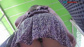Lady's g-string seen in upskirt footage made in public