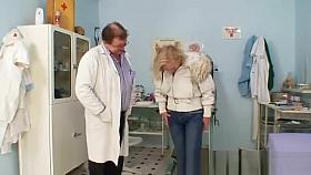 Blond granny open pussy and vagina checkup