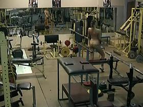 Naked lady spied exercising in a gym