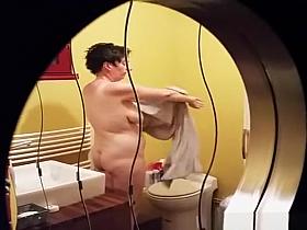Chubby mature wife spied in bathroom