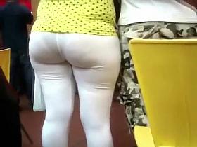 Chubby GF wears white pants that are almost see-through