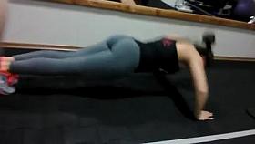Ass in yoga pants in gym