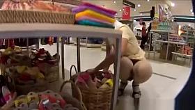 Asian store worker upskirt