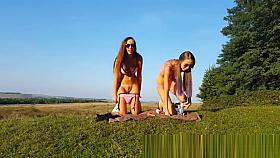 Perfect Teens Plays With Dildos Together In Nature