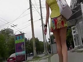 Nice ass and legs upskirt in street