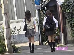 Amateur schoolgirls getting involved in public nudity while going to their class