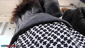 Amateur public upskirt video with brunette in pantyhose