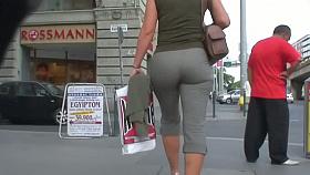 Sexy elegant babe in street candid video