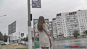 Hot upskirt porn with amateur red head girl in public