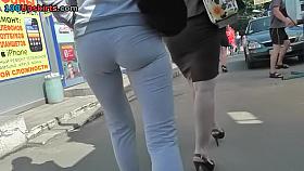 Great arse in taut sweat panties