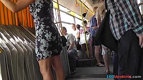 Public upskirt video with sexy MILF in tight dress