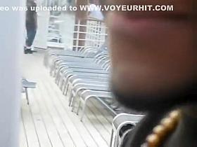 Drunk chick pissed on a cruiser ship deck