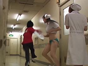 Nurse from sharking movie wearing blue bikini panty