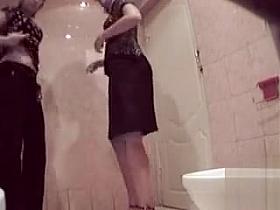 European ladies caught by hidden cam in the public toilet