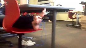 Candid Teen Feet Soles in College Computer Lab