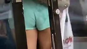 Sexy little shorts on ladies going shopping