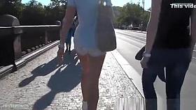 Girl walking the bridge