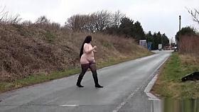 Fat amateur flasher Emmas public exhibitionism of voyeur bbw