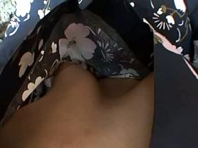 sexy downblouse of Asian chicks in geisha dresses and no bra