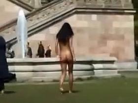 Hot Girl Walking Totally Nude in Various Public Places