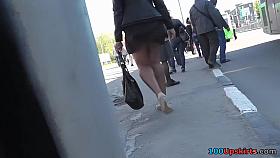 Follow that young girlfriend for some sexy upskirts