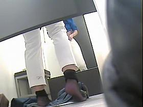 Sexy legs in nylons and nude booty on dressing room spy cam