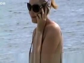 Exposed nipple at beach
