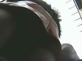 Incredibly juicy ebony ass in an upskirt view