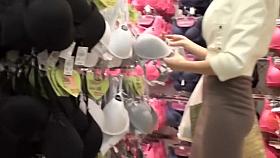 Hot lady shops for a new bra