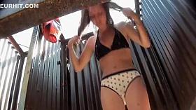 Teenage hairy pussy spied by a voyeur