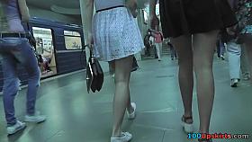 Upskirting video shows amazing skinny behind of a babe