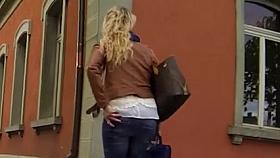 Candid - Blonde Babe In Tight Jeans With Sexy Ass