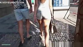 Girl with a bigger butt in sexy shorts
