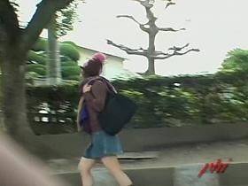 Casual girl experienced skirt sharking on her way home
