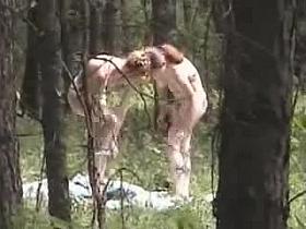Nude girls in a forest - hidden cam