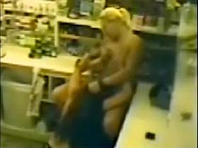 Security cam catches lesbian clerks in action