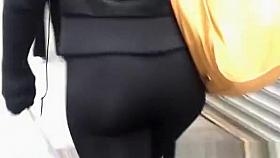 Candid latina with big ass spandex leggings