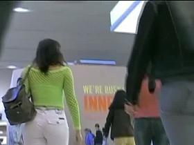 Two women with nice butts & tight pants in a shopping center candid porno