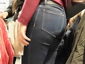 Adorable asses in tight jeans pants
