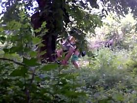 Couple caught in woods